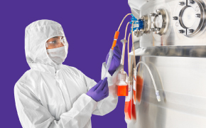 Operator Performing Aseptic Sampling from a Bioreactor