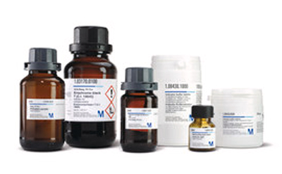 Five acid-alkali (pH) indicators containers of varying sizes on a white background. 