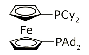 <p>利用新型可调谐配体 MPhos 进行交叉偶联催化的进展</p>
<p>.</p> A chemical structure showing a ferrocene-based MPhos ligand comprised of an iron (Fe) center sandwiched between two cyclopentadienyl rings. One with is substituted with a dicyclohexylphosphine group (PCy2) and the other with a diadamantylphosphine group (PAd2).