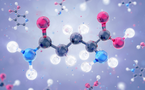 A 3D illustration of a molecular structure featuring interconnected atoms represented by colored spheres, showcasing the complexity of chemical compounds against a blurred background.