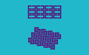 The image consists of two sets of distorted characters set against a turquoise background. The top set of characters is arranged in a rectangular grid format, while the bottom set of characters is more jumbled and less structured. 
