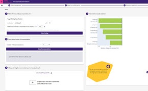 Screenshot of a user interface with various elements including tabs at the top, input fields, and a graph on the right side