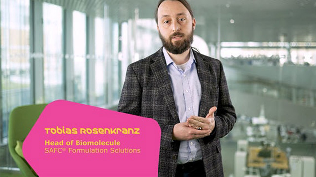 Tobias Rosenkranz, Head of Biomolecule SAFC Formulation Solutions, in a lab setting. 