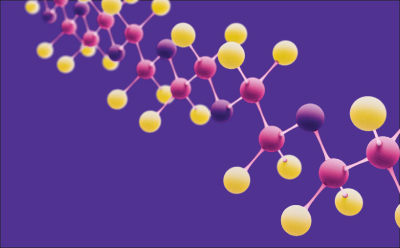 Polyethylene Glycols PEG molecule on purple background