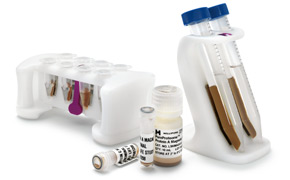 Equipment showing PureProteome™ magnetic bead products for protein purification.