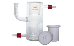 同步电化学平台样品池，配有聚四氟乙烯瓶塞和带孔的套筒，最多可有四个电极穿过。