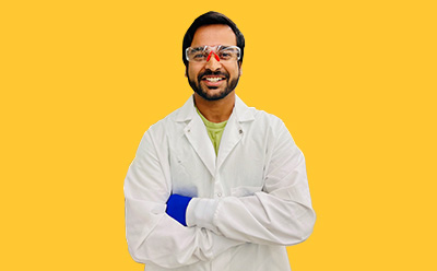 Priyavrat Vashisth Sydney Floryanzia headshot on a vibrant yellow background