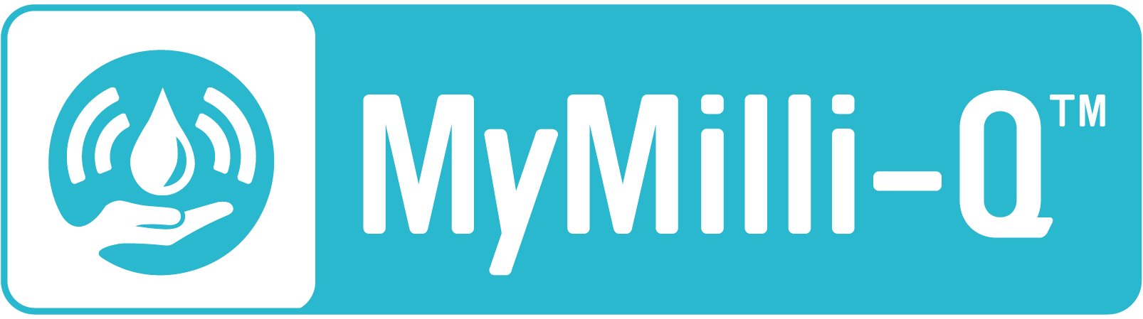 MyMilli-Q™ Digital Services MyMilli-Q 数字化服务贴纸上是一只手托着一滴水,水滴正发出 wifi 信号