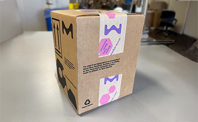 Corrugated box representing sustainable forestry-certified packaging at Molsheim site. Corrugated box representing sustainable forestry-certified packaging at Molsheim site.