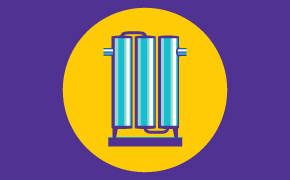 Illustration of disinfection unit treating water with chemical or UV processes to inactivate pathogens Illustration of disinfection unit treating water with chemical or UV processes to inactivate pathogens