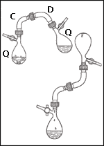Chemical Reaction Two reaction flasks and two bent adapters.