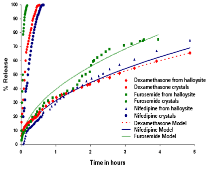 Release of macromolecules from halloysite nanotubules graph Release of macromolecules from halloysite nanotubules graph