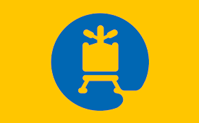 A blue circle with a yellow chromotography equipment icon in its center on a yellow background. A blue circle with a yellow chromotography equipment icon in its center on a yellow background.