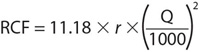 A mathematical equation showing the formula to calculate RCF (Relative Centrifugal Force) as “RCF = 11.18 x r x (Q/1000)^2" A mathematical equation showing the formula to calculate RCF (Relative Centrifugal Force) as “RCF = 11.18 x r x (Q/1000)^2"