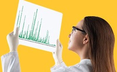 Scientist analyzing pesticide contamination on an HPLC chromatogram