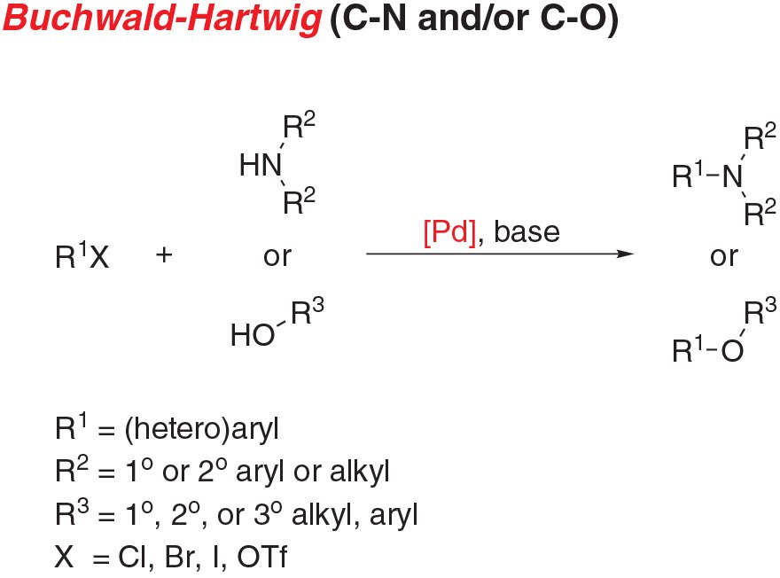 用于C-N或C-O键形成的Buchwald-Hartwig交叉偶联反应方案。