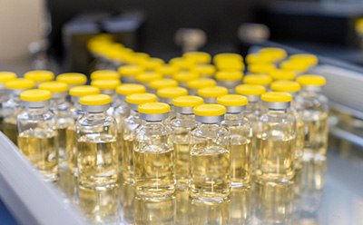 Vials with yellow caps