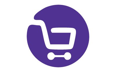 B2B Support A purple circle with a shopping cart symbol, indicating support for business-to-business transactions.