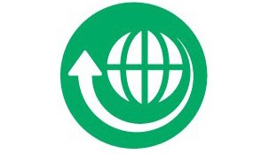 Green chemistry icon with globe and arrow