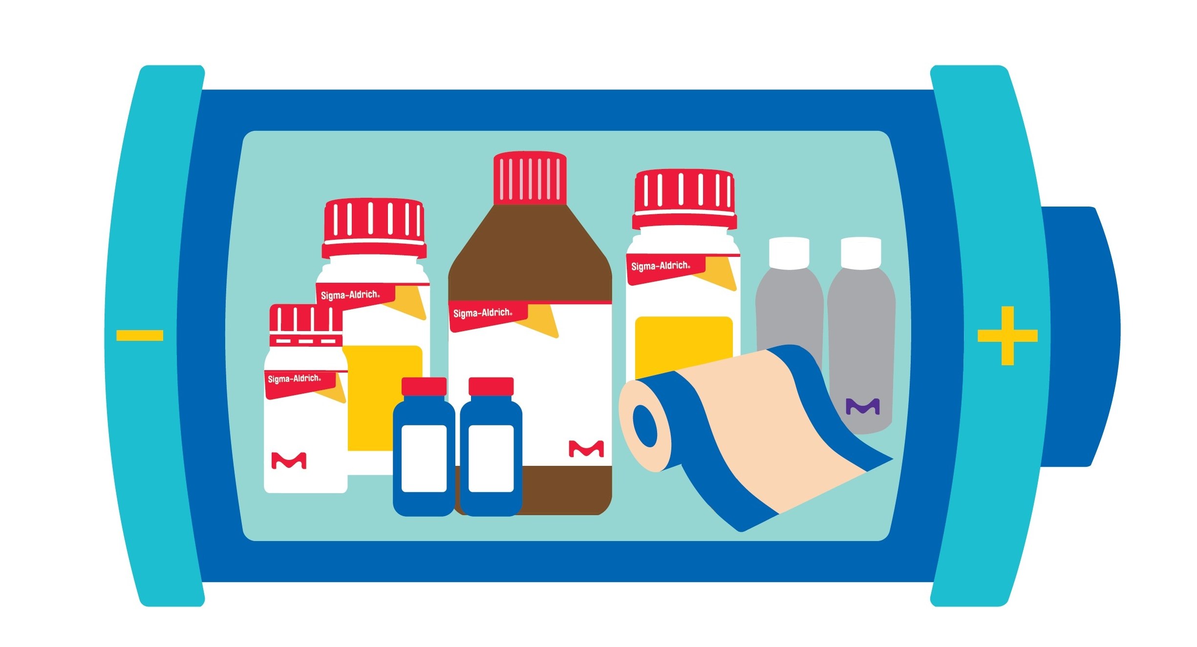 电池截面内的Sigma-Aldrich瓶子特性图