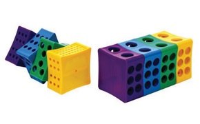 黄色、绿色、蓝色和紫色试管架的产品图片