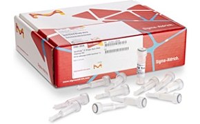 EC800 Genelute 医用试剂盒,标有“SupraAlvita Sterile Syringe 0.5ml U-100 Insulin”,前面散布多个注射器和安瓿。注射器和安瓿是带白色塞子的透明塑料。