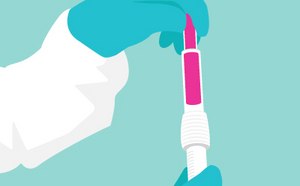 Easy to use closed sampling systems Scientist with blue gloves is connecting two sampling tubes with a connector