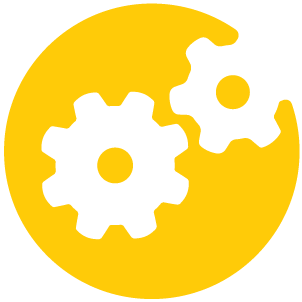 Two gears on yellow background,