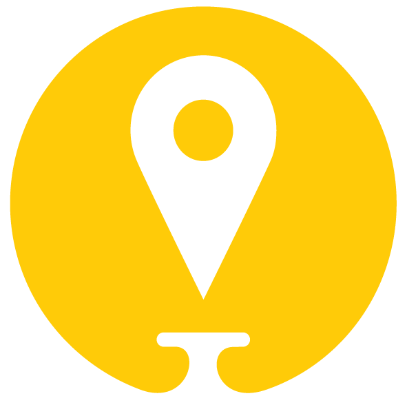 Map pin on yellow background.
