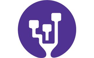 The image features a purple circle with a white icon of earphones in the center. The design is simple and with the earphones represented by two earbuds connected by a wire forming an incomplete U shape.