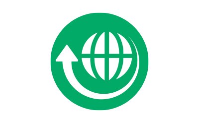 Greener Alternative Products icon: a graphic designed earth with an arrow circling around the earth.