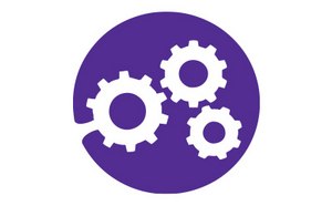 Icon of three interlocking gears, representing the that your project will run like a good oiled engine within SYNTHIA™ Retrosynthesis Software.