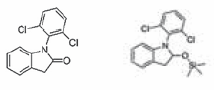 Two main by-products of the diclofenac reaction with Silylating mixtures II, III and BSTFA