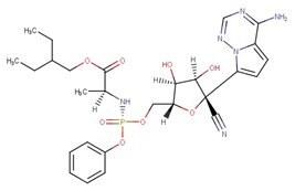 A complex organic molecule structure. It features multiple ring structures, including a benzene ring, and various functional groups such as phosphates, amides, and alcohols. The molecule contains chains of carbon atoms with attached hydrogen atoms, double bonds, and is depicted in a skeletal formula representation where lines represent chemical bonds and vertex ends represent carbon atoms.