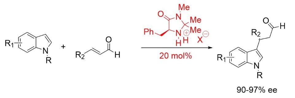 (2S,5S)-(−)-2-tert-butyl-3-methyl-5-benzyl-4-imidazolidinone used in the Friedel-Crafts alkylation of indoles