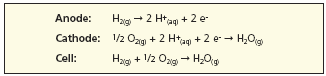 Oxidation/Reduction reaction in a fuel cell.