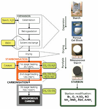 Method of Starbon® preparation.