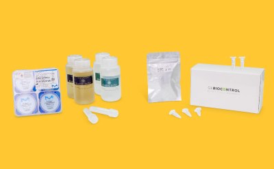 VIRAPREP® kit including binding and elution buffers, membranes, and sterile tubes for concentrating coliphages.