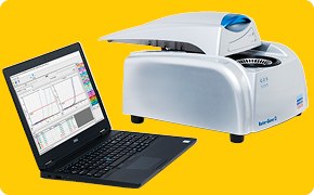 GDS Rotor-Gene® Q thermocycler and laptop with pre-installed Rotor-Gene® Q software used to run Assurance® GDS PCR assays