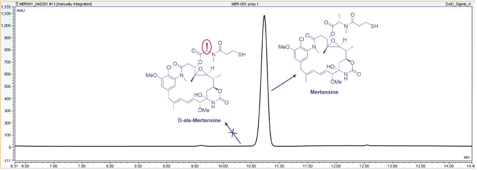 HPLC chromatogram of the MAYCore™ intermediate showing controlled levels of impurities during synthesis