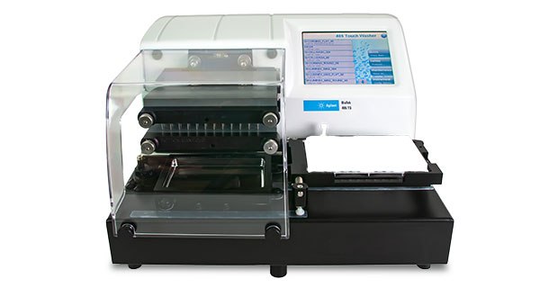 Front view of the BioTek® 405™ TS Magnetic 96-Well Washer with touch screen.