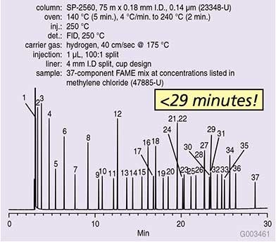 37-Component FAME Mix on the 75 m SP-2560 Column (23348-U)