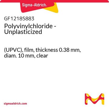Polyvinylchloride - Unplasticized (UPVC), film, thickness 0.38 mm, diam. 10 mm, clear