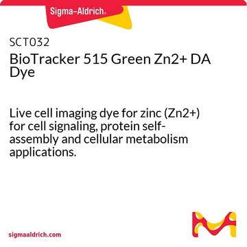 BioTracker 515 Green Zn2+ DA Dye Live cell imaging dye for zinc (Zn2+) for cell signaling, protein self-assembly and cellular metabolism applications.