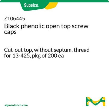 黑色开孔酚醛树脂螺纹瓶盖 Cut-out top, without septum, thread for 13-425, pkg of 200&#160;ea