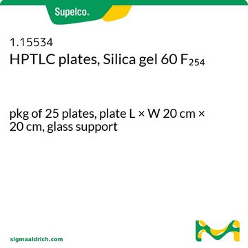 HPTLC板，硅胶60 F₂₅₄ pkg of 25&#160;plates, plate L × W 20&#160;cm × 20&#160;cm, glass support