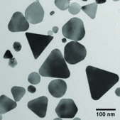 Silver nanoplates resonant wavelength, 750 nm, 0.02 mg/mL (in water with 5 mM sodium borate buffer), PVP functionalized