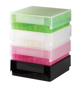 81-Well microtube storage box, for 1.5-2.0 mL tubes blue, polypropylene