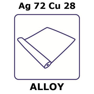 Silver-copper alloy, Ag72Cu28 foil, 0.2m coil, 0.05mm thickness