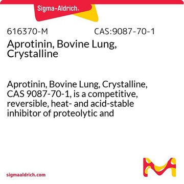 Aprotinin, Bovine Lung, Crystalline Aprotinin, Bovine Lung, Crystalline, CAS 9087-70-1, is a competitive, reversible, heat- and acid-stable inhibitor of proteolytic and esterolytic activities.